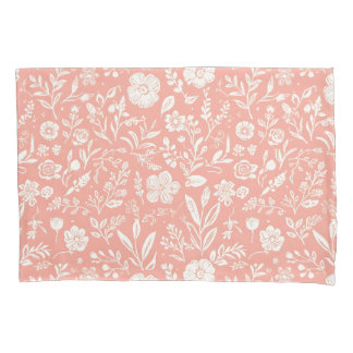 Prado Floral Branco sobre Rosa Coral