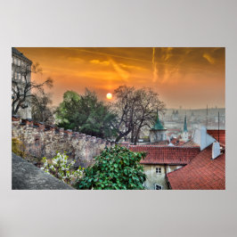Praga Castle Stairs Morning Poster