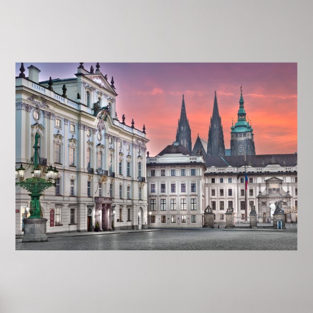 Praga - Poster da Manhã na Praça Hradcanske (Frente)