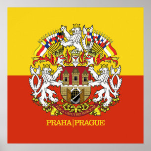 Praha (Praga) Flag & COA Poster