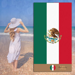 Praia Bandeira mexicana e Monograma mexicano / toalha de