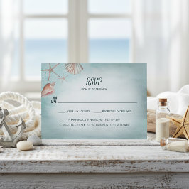 Praia Blue Seashells Meal Choice Casamento RSVP