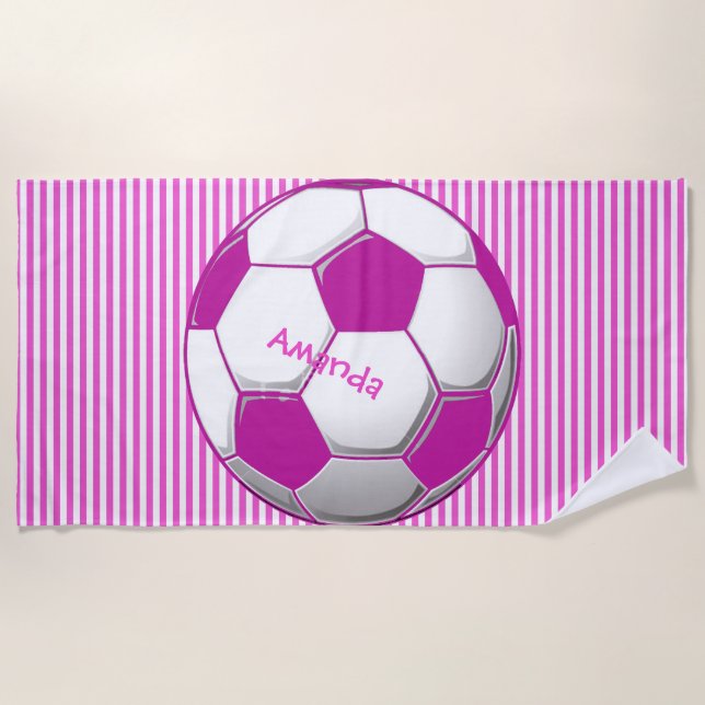 Praia Bola de Futebol Stripes Design Beach Toalha (Frente)