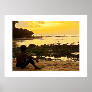 Praia branca Bali de Padang do poster (24" x18")