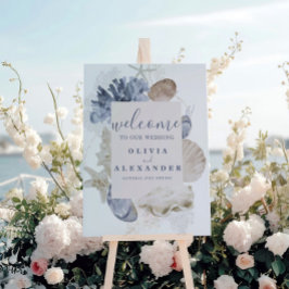 Praia de conchas azul casamento bem-vindo
