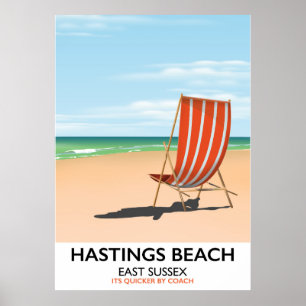Praia de Hastings, poster do leste das viagens