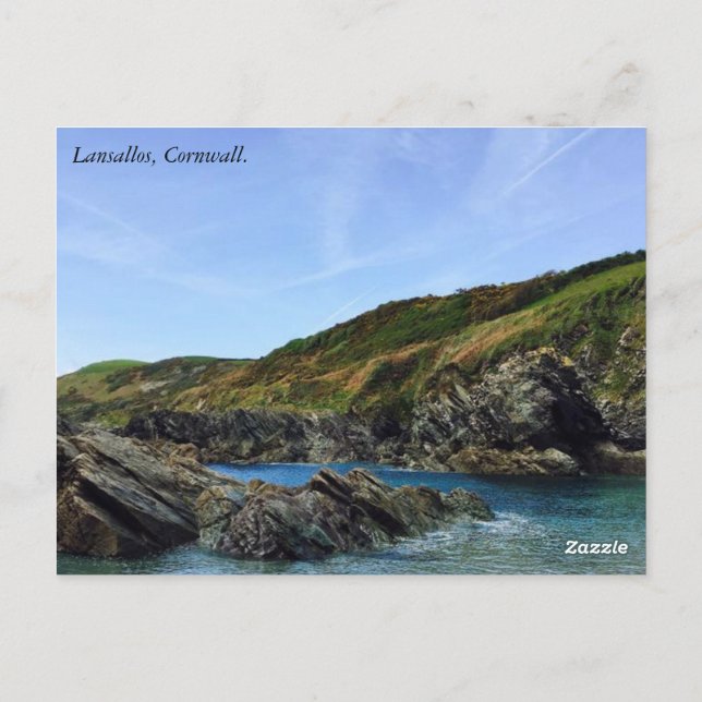 Praia de Lansallos, Cornwall. Cartão Postal (Verso)