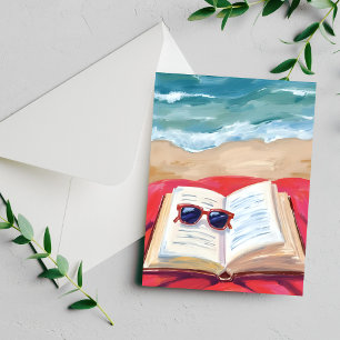 Praia de Leitura   Ondas do Oceano Cartão de Pintu