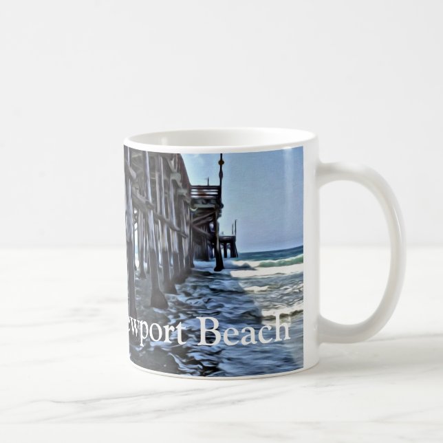Praia de Newport - branco caneca branca clássica (Direita)