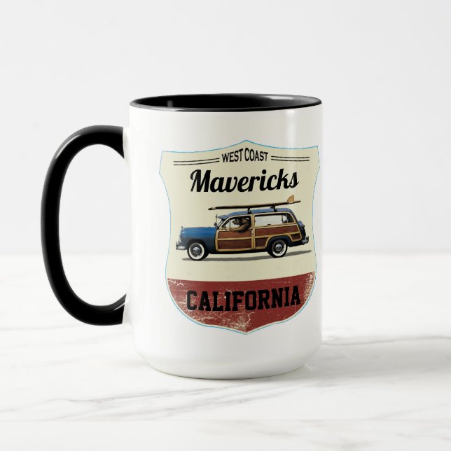 Praia de Surf dos Mavericks Caneca de Madeira (Esquerda)
