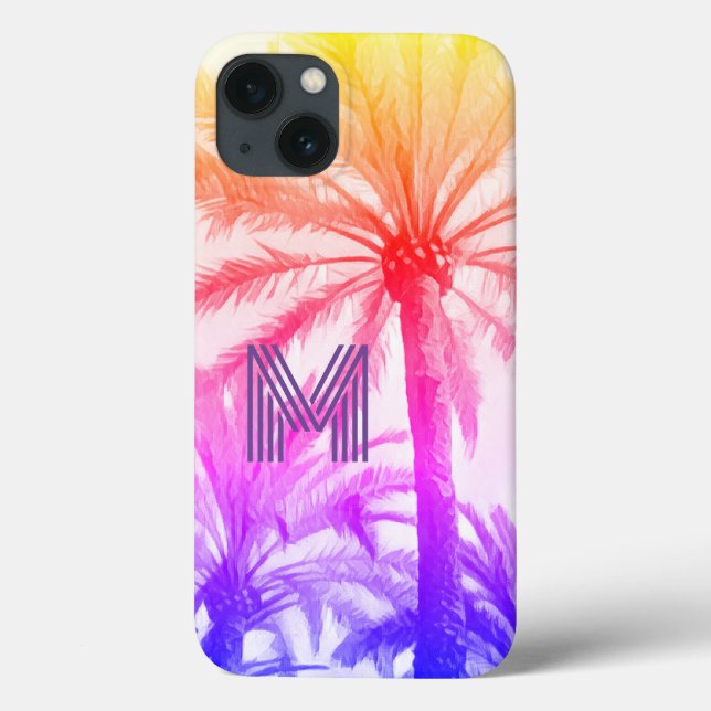 praia de verão MONOGRAM RETRO IPHONE sunset case (Verso)