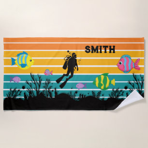 Praia Divisor Retro Personalizado Toalha de Praia,Mergul