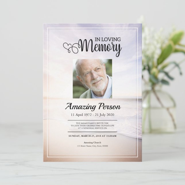 Praia do mar Ordem funerária de serviço Convite (Em pé/Frente)