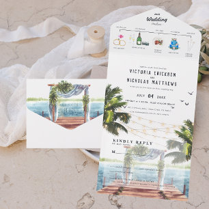 Praia do Oceano Tropical   Casamento Ilustrado