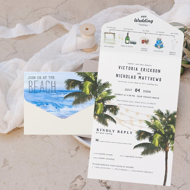 Praia do Oceano Tropical | Casamento Ilustrado (Criador carregado)