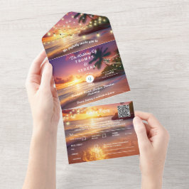 Praia do Pôr do Sol Tropical Código QR Oceano