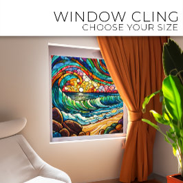 Praia e ondas Arte de Vidro Estreita