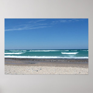 Praia e poster das ondas