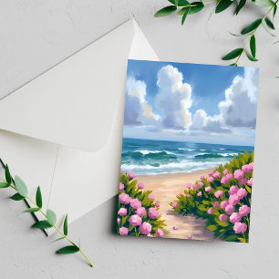 Praia em Flor Cartão Costeiro Oceânico de Hortên