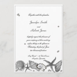Praia Glamorosa no Convite para Casamento de Prata
