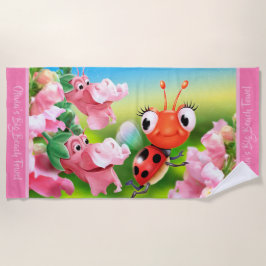 Praia Grande jardim de flor do joaninha de toalha de