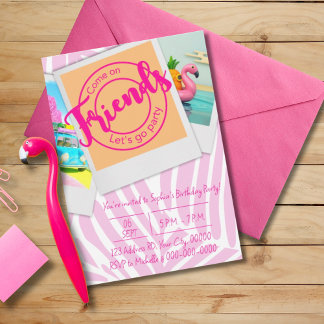Praia Malibu, Garota, Convite de aniversário Rosa