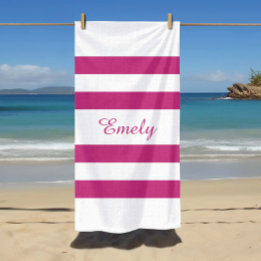 Praia Nome moderno rosa Toalha de piscina listrada