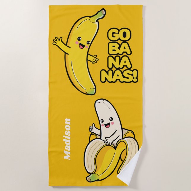 Praia Nome personalizado das bananas frescas toalha de p (Frente)