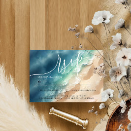 Praia Oceânica Azul Aquarela Elegante RSVP