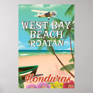 Praia ocidental da baía, poster de viagens de