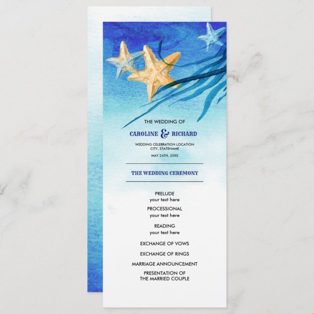 Praia | Programa Plano de Casamento de Casamento p (Frente/Verso)