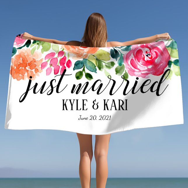 Praia Recem casados Personalizado Toalha de Lua de mel (Just Married Personalized Wedding Honeymoon Towel
)