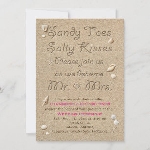 Praia Sandy Toes Salty Kisses Convite de casamento