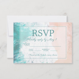 Praia Teal Oceano Areia Casamento RSVP #4