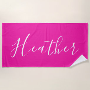Praia Toalha de aquelorette rosa-quente personalizada