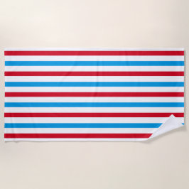 Praia Toalha de praia, vermelha, branca e azul listrada