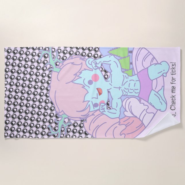 Praia Toalha do tiquetaque!  Design da ilha de 2019 (Frente)