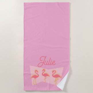 Praia Toalha Personalizada de Flamingo Rosa Mid-Century