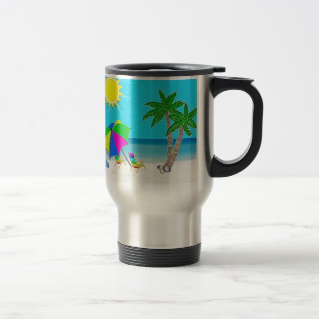 Praia tropical caneca de viagem personalizada do (Direita)