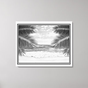 Praia Tropical de Arte canvas em B&W