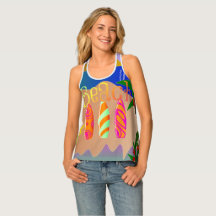 Praia Tropical de Surfboard Colorida