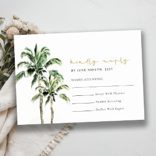 Praia Tropical Palmeiras Aquarela Casamento Rsvp