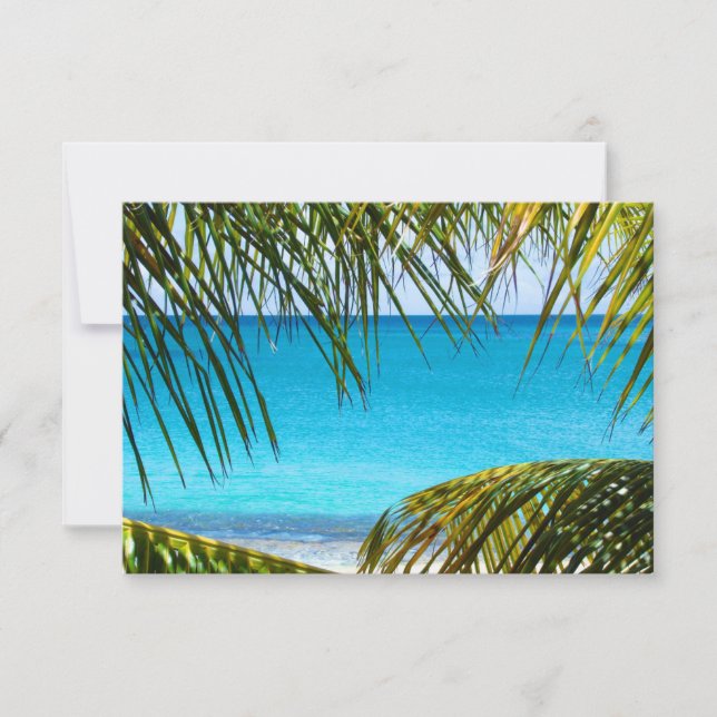 Praia Tropical RSVP enquadrada com Palm Fronds (Frente)