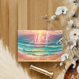 Praia Verde Verão Sol Aquarela Elegante RSVP