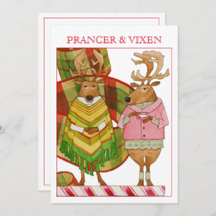 PRANCER VIXEN 5x7 Cartão de Natal Plano