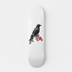 Prancha de Skate Black Raven & Red Roses