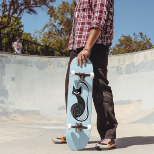 PRANCHA DE SKATE GATO PRETO AZUL