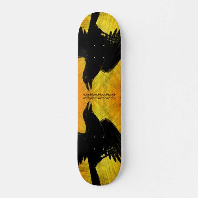 Prancha de Skate Grunge Corvo Preto (Frente)