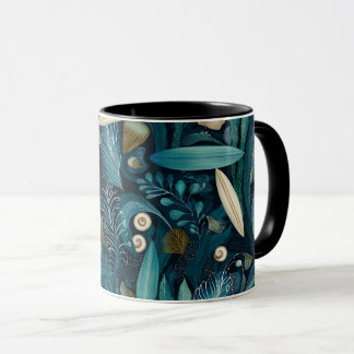 Prancha de Surf Elegante e Caneca de Praia de Alga