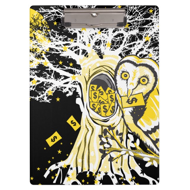 Prancheta Árvore Urbana Coruja & Riqueza Pop-Art S (Frente)